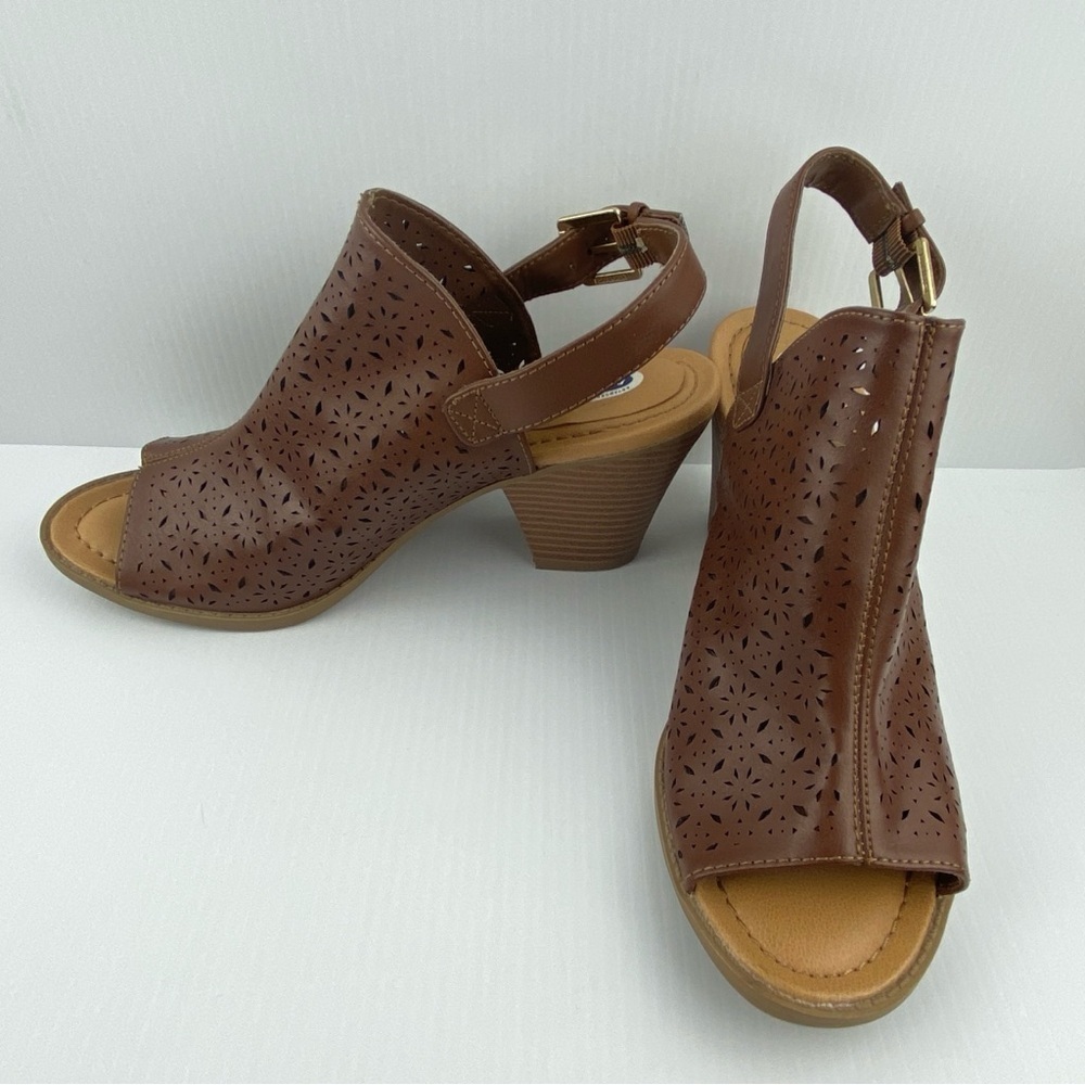 Dr. Scholl's Heels Open Toe Block Heeled Shoes Adjustable Strap Size 9